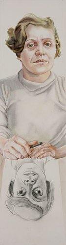 14. Elfriede Lohse-Wächtler beim Selbstportrait mit Kohle, 9 / 2012, Bleistift + Aquarell auf Bütten, 64,5 x 16,6 cm, 250,- Euro, verkauft
